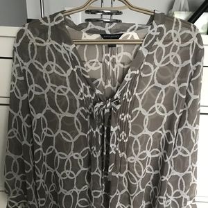 Sheer Beige/white cercles blouse